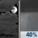 Saturday Night: A chance of rain showers after 1am. Mostly cloudy, with a low around 59. Chance of precipitation is 40%. Saturday Night: Mostly Cloudy then Chance Rain Showers